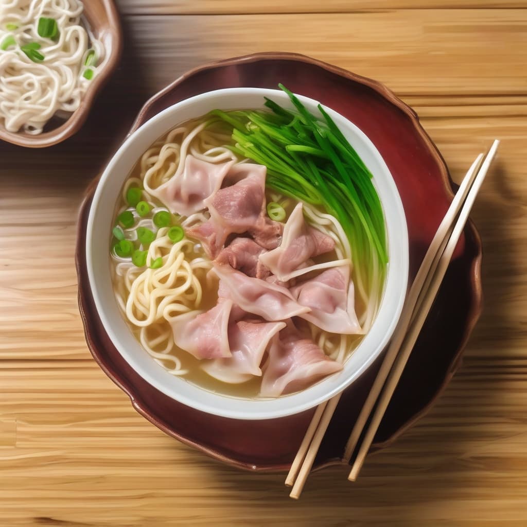 W2. Wonton BBQ Pork Egg Noodle Soup