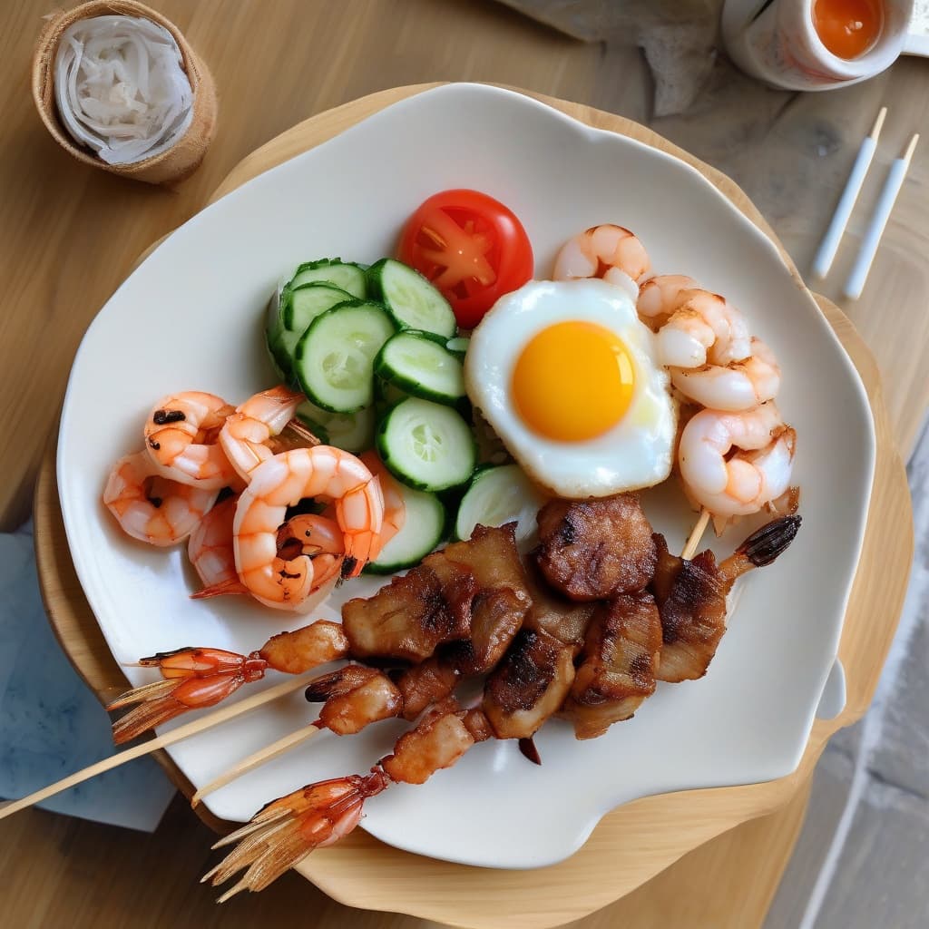 C5. Cơm Tấm Sườn, Đậu Hũ Ky, Trứng Ốp-La, Chạo Tôm